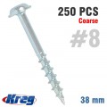 KREG ZINC POCKET HOLE SCREWS 38MM 1.50' #8 COARSE THREAD MX LOC 250CT